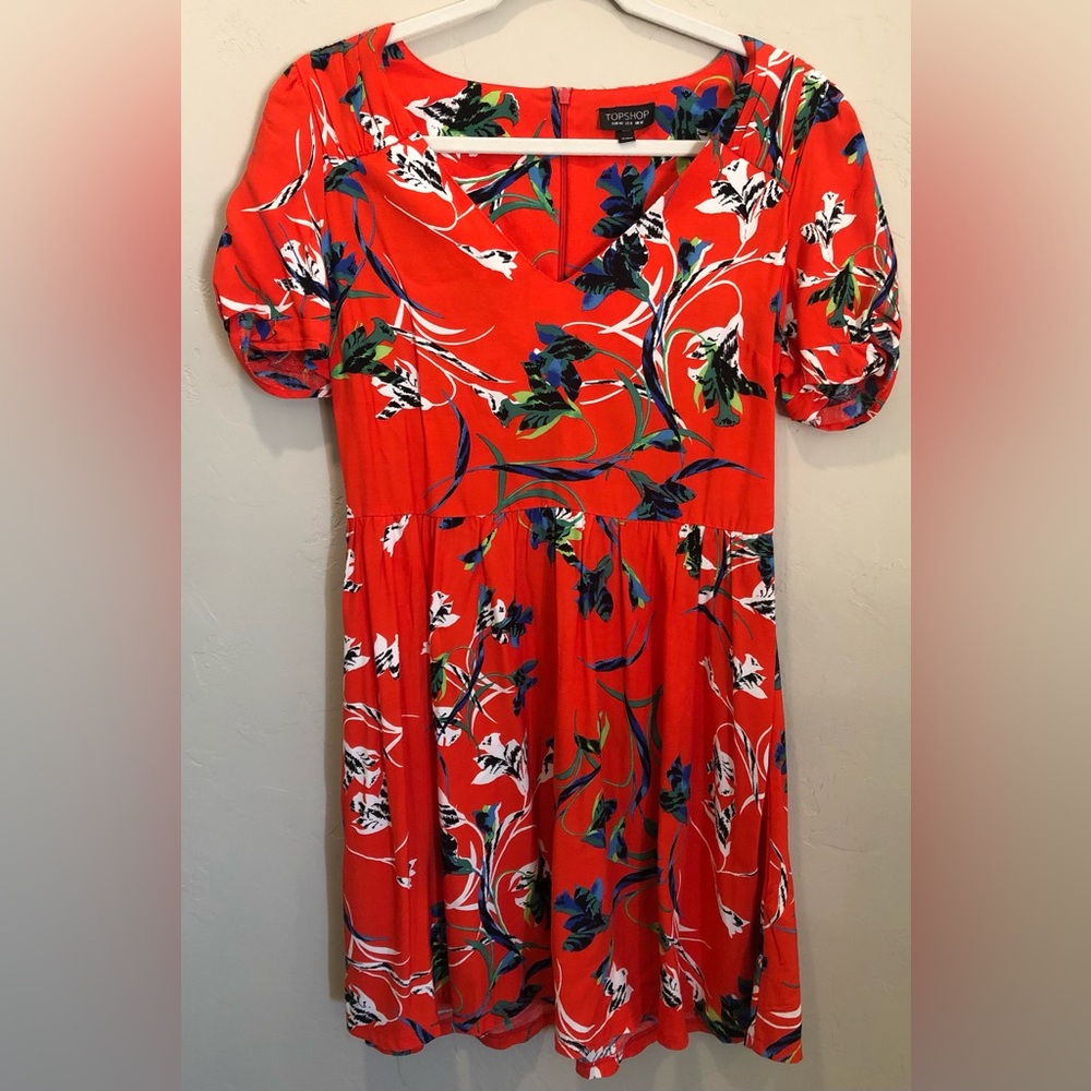 TOPSHOP Floral Red Dress